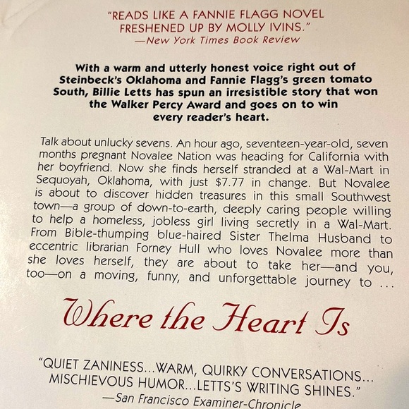 WHERE THE HEART IS - NOVALEE NATION by BILLIE LETTS OPRAH’S BOOK CLUB HARDBACK - Picture 3 of 5